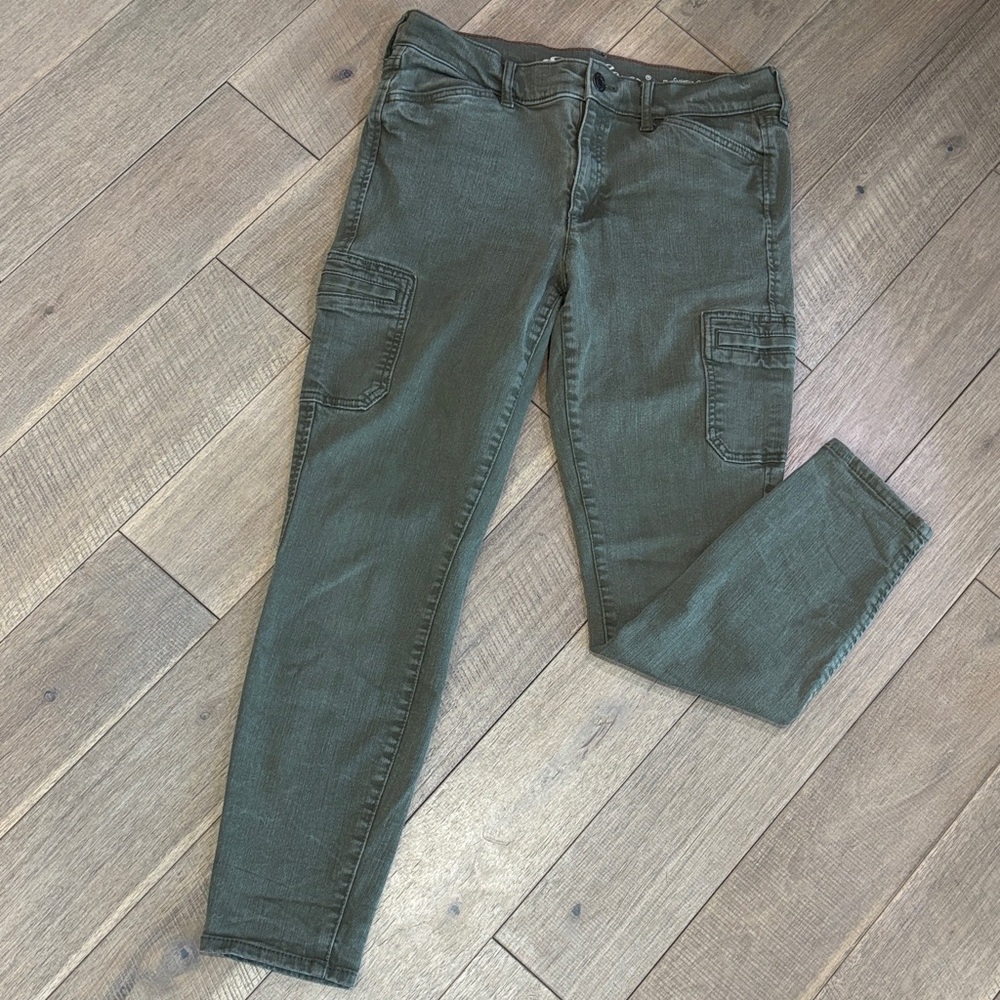 Eddie Bauer Dark Green Skinny Denim Ankle Pants